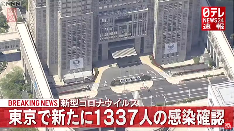 コロナウイルス感染者1337人