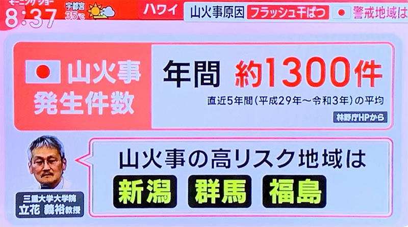 日本の山火事注意報